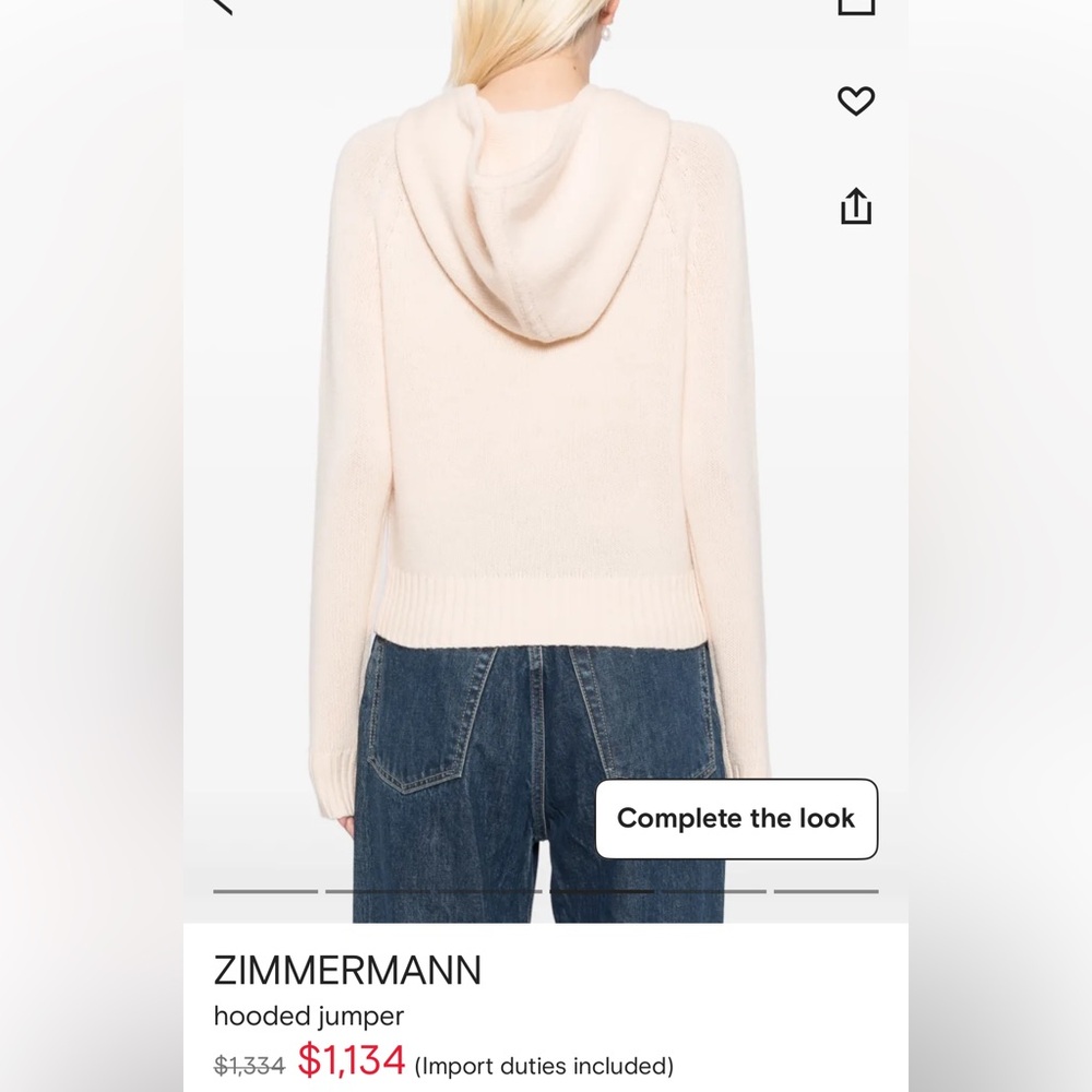 Zimmermann Cream Hooded Sweater
